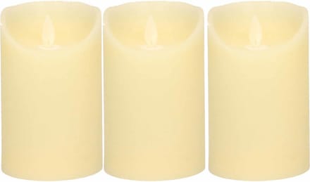 Anna's Collection Led kaars/stompkaars - 3x - ivoor wit - H12,5 x D7,5 cm - wax - bewegende vlam