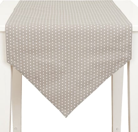 Clayre & Eef Tafelloper 50*160 cm Beige Katoen Ster Tafelkleed Loper Tafeltextiel