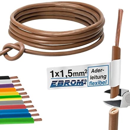 Flexibele PVC Kabel 1,5 mm² - Bruin - Diverse Lengtes Beschikbaar