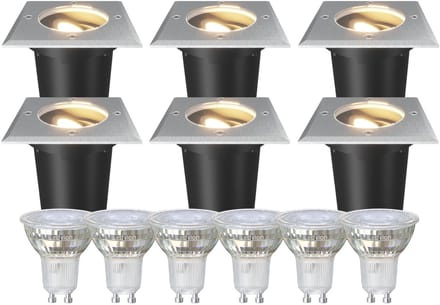Ledvion Set van 6 LED Grondspot Buiten IP67 3W 230V 345Lm 2700K GU10 wit