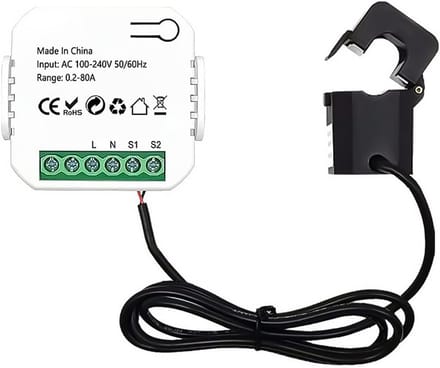 Slimme Energiemeter - Stroomverbruiksmonitor - Energie Besparen - WiFi Connectiviteit - 80A Max - Grijs