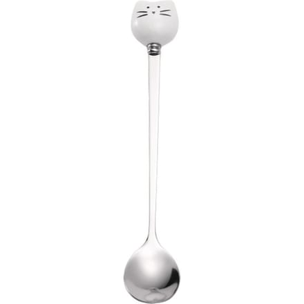Cuillère Chat Mignon Acier Inoxydable Cuillère Longue Manche pour Thé Café Glace Dessert white
