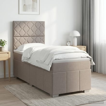 vidaXL - Boxspringbed - met - matras - met - hoofdeinde - Taupe - 100 - x - 200 - cm - Stof