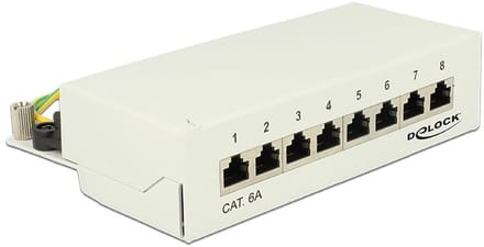 DeLOCK CAT6a Gigabit Desktop Patch Panel 1U met 8 poorten - afgeschermd / grijs