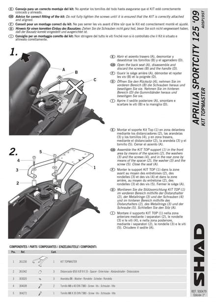 Topkofferdrager Shad voor Scooter Aprilia 50 Sportcity One 2010 Nieuw