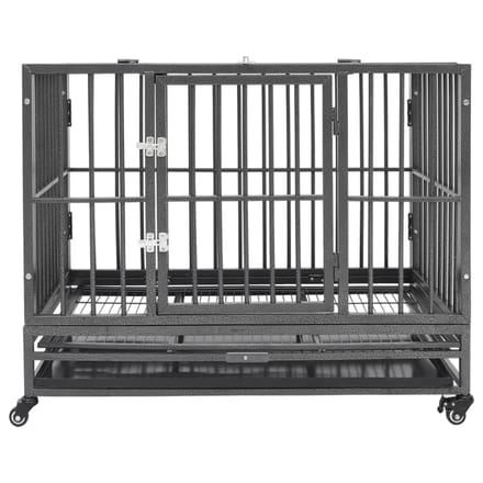vidaXL - Hondenbench - met - wielen - 102x72x85 - cm - staal