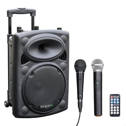 Draagbare Speaker 10 Inch 500W MAX met Draadloze & Bekabelde Microfoon - Bluetooth, USB, SD