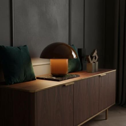 LUSENZ Javera - Mushroom lamp 25 cm - Dressoir lamp - E14 fitting - Bruin metaal - Met aan/uit-schakelaar
