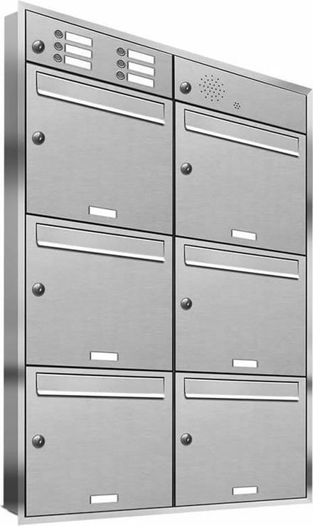 Zes adressen groot type 2_Brievenbus met intercompaneel inbouw_6_adressen__RVS