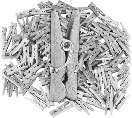 mini houten wasknijpers - set van 400 - zilver