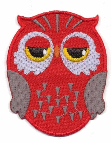 Strijkembleem - Patch - Uil rood - 5,5 x 7 cm