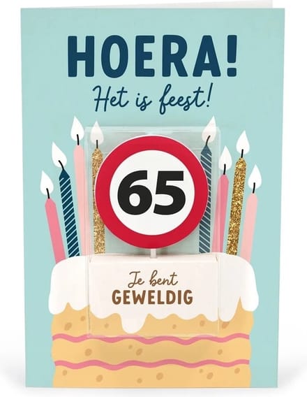 Verjaardagskaart met kaars | 65 jaar | Je bent geweldig