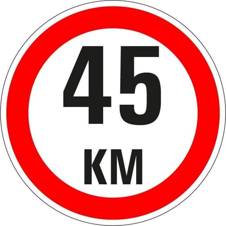 Maximaal 45 km bord, kunststof, A1 150 mm