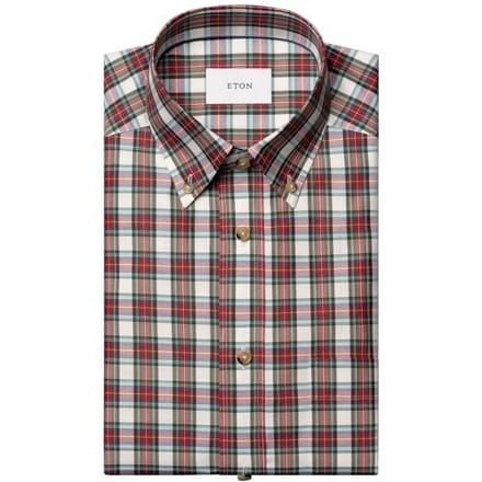 Eton Overhemd Allover Multi Tartan Plaid Check Button-Down Organic Cotton Rood-Multi / male