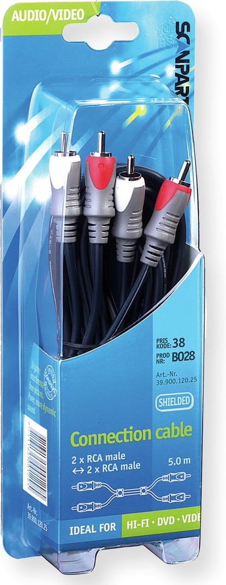 Aansluitkabel 2Tulp(M)-(M) 5 0M