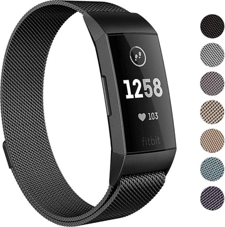 DrPhone Milanees bandje - Fitbit Charge 3 - Zwart