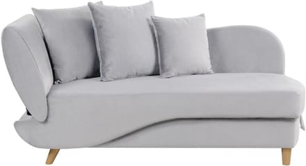BELIANI MERI II - Chaise longue opberg - Lichtgrijs - Linkerzijde - Fluweel