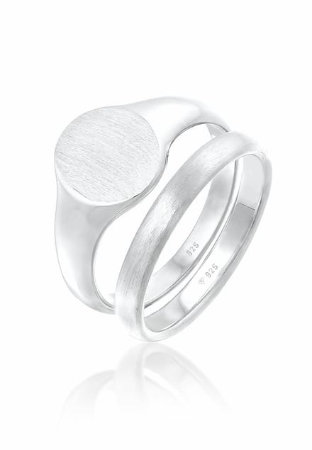 KUZZOI - Ring - Heren zegelring ring set Basic Minimal Trend in 925 Sterling Zilver - Heren