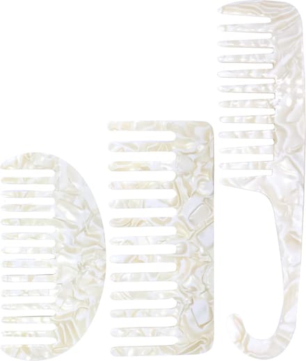 YUBBI Brede Haarkam Set - Grove Douche Kam - Wet Comb - Wide Tooth Comb - 3 Stuks - Wit