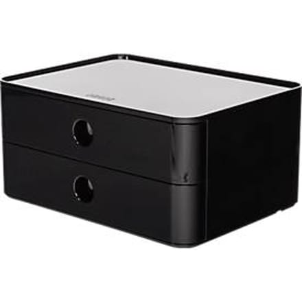 Ladebox HAN Allison Smart-Box, 2 laden met scheidingswanden, kabelhouder, stapelbaar, ABS-kunststof, zwart