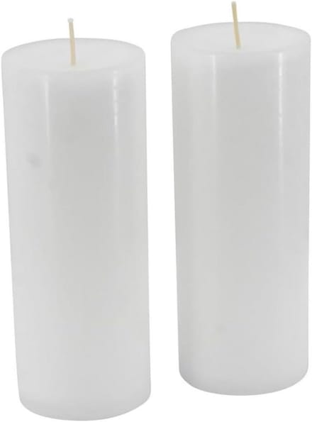 Hoogwaardige Witte Stompkaarsen - Groot en Breed - 13cm Hoog, 7cm Doorsnede - Set van 2