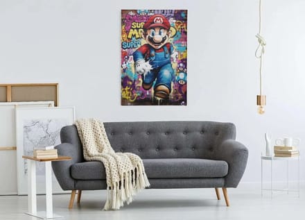 Canvas Schilderij – Graffiti – Pop Art – Retro Game Held – Street Art Stijl - 150x100 cm