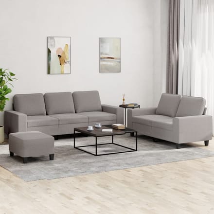 vidaXL - 3-delige - Loungeset - stof - taupe