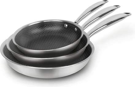 Cheffinger Koekenpannen Set - RVS - 3-delig - 20, 24, 28cm - RVS - Honingraat - Inductie