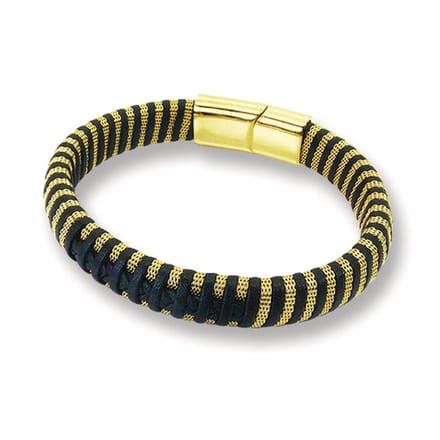 Amanto Armband Bill Gold - 316L Staal - Leer - 12mm - ∅21cm