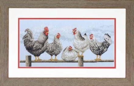 Dimensions Black & White Hens borduren (pakket)