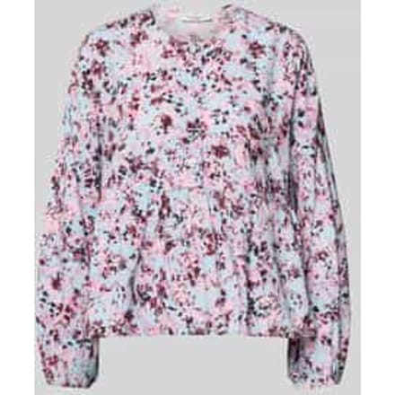 regular fit blouse met lange mouwen van mix van viscose en katoen