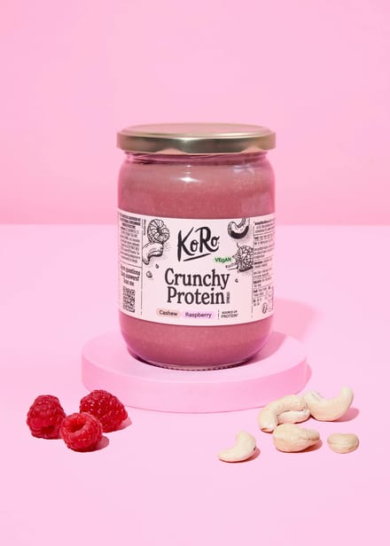 Vegan crunchy proteinspread cashew-framboos 500 g