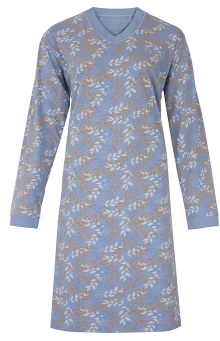 Medaillon Dames Nachthemd - Lange Mouwen - Allover print - Blauw - Maat S