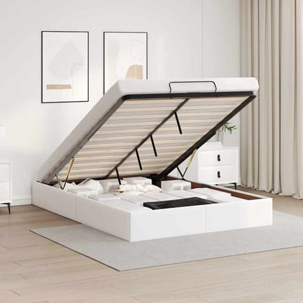 vidaXL - Bedframe - zonder - matras - 140x190 - cm - kunstleer - wit