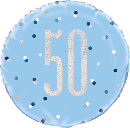 Helium Ballon 50 Jaar Blauw 45cm leeg