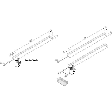 Hera LED onderbouwlamp Add-ON mini Touchdim 3er 4.000K