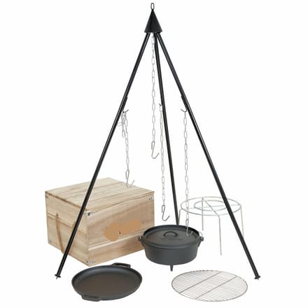 M.T.C-Deelbare-Driepoot set-Tripod-3 poot-Grillen-open vuur-Kampvuur-vuurschaal