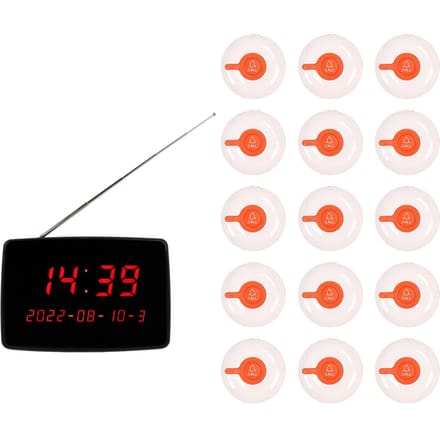 Système d'appel sans fil, écran PC, récepteur, 30 boutons d'appel étanches, téléavertisseur pour patients EU Plug black