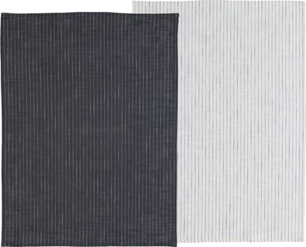 Södahl Line Theedoek 50 x 70 cm 2 stuks Ash/White