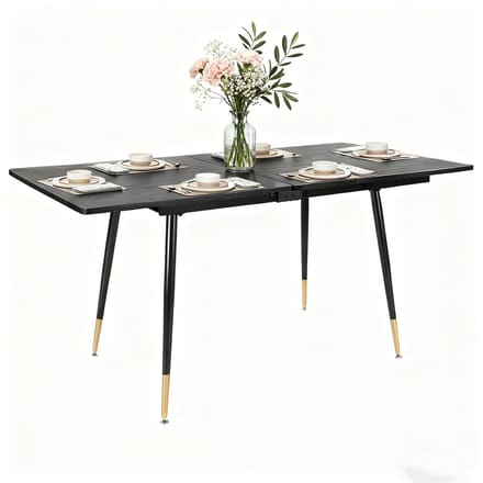 Meubles Cosy – Uitschuifbare eettafel – 120-160 cm – Zwarte houtlook