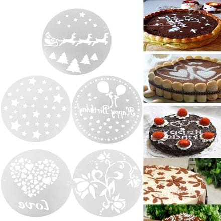 Plastic Bakken Tool voor Cake Decorating - Set van 5 - Cake Stencils voor Verjaardag en Bruidstaart Decoratie