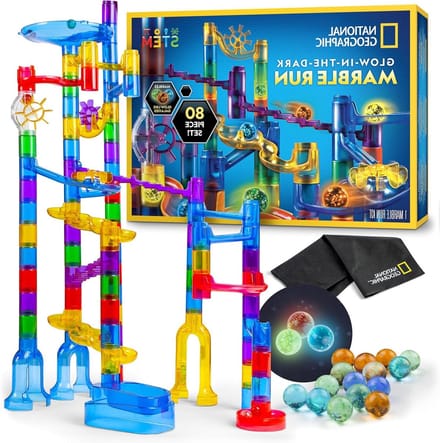 Knikkerbaan Set - Bouwset Educatief - Creatief Spelen - Glow in the Dark - 80 Delen - Multicolor