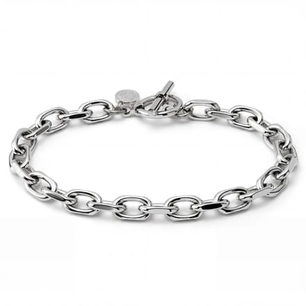 New Classics | Zilverkleurige roestvrijstalen armband met O-schakels en toggle sluiting van 6,5 mm