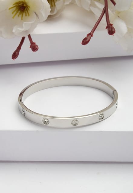 AVANT-GARDE PARIS Diva bangle - zilver rhodium plated - diameter 5.8cm - slip-on ontwerp - tijdloos en elegant