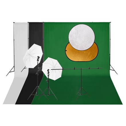 vidaXL - Fotostudioset - met - verlichtingsset - achtergrond - en - reflector