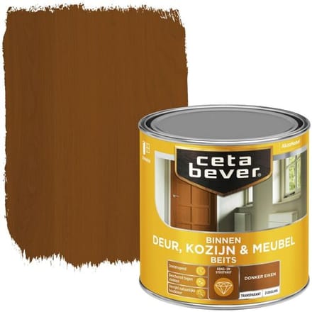 Cetabever - Binnenbeits Deur, Kozijn & Meubel Transparant Zijdeglans - Donker Eiken - 250 Ml