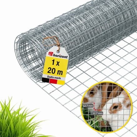 Kippengaas Verzinkt – Maaswijdte 12,7 mm – Rol 1*20m – Konijnengaas – Vogelgaas – Fruitbomen – Groentetuin – Tuingaas