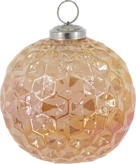 HomeBound by KY | Glazen kerstbal oranje parelmoer | 12,5x12,5cm | kerstbal