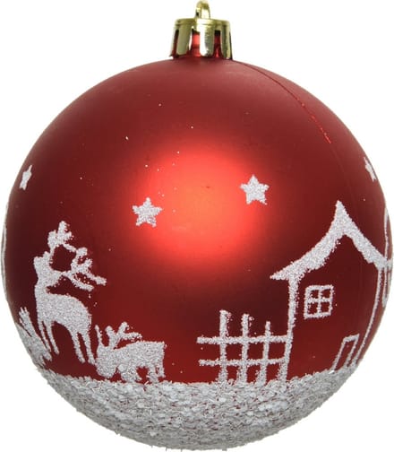 Kerstbal huis-rendier rood