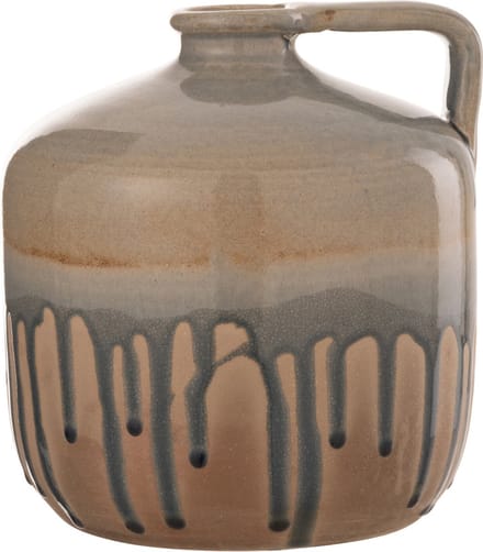 J-Line vaas Kruik Handvat - keramiek - beige/grijs - small - Ø 21 cm